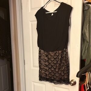 Jessica Howard Black and Camel Cocktail Dress NWOT